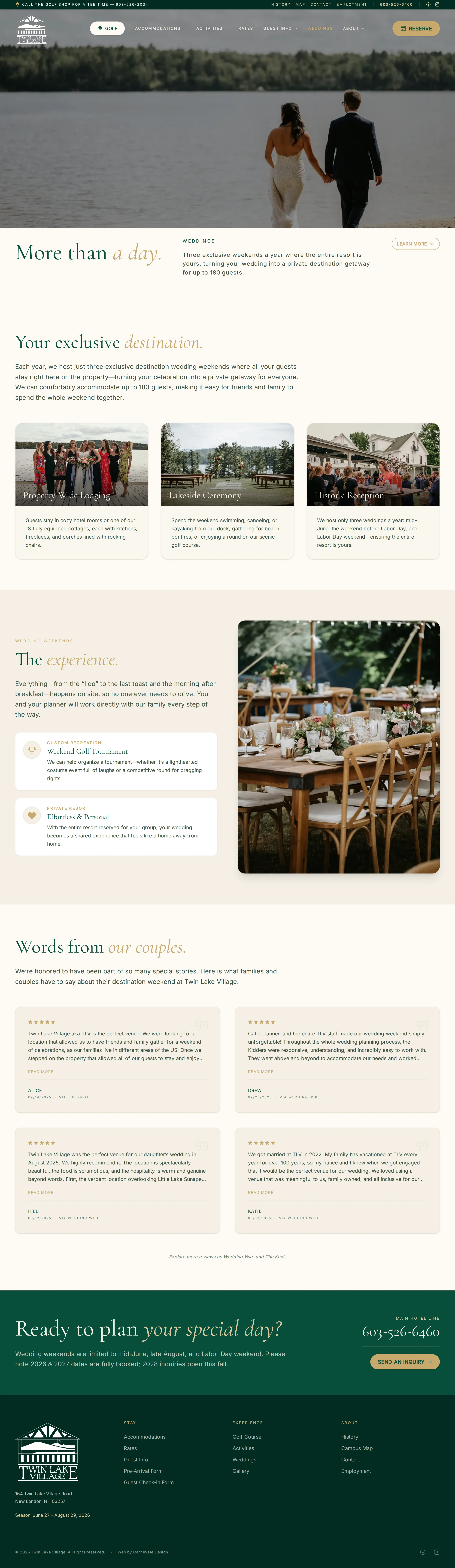 Twin Lake Village Weddings page